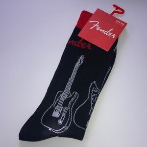 Fender Black and Red Casual Guitar Polyester Novelty Sock Fits Shoe Size US 7-12